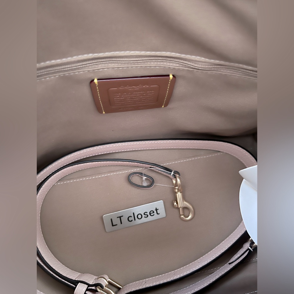 Coach Rowan Large Satchel Bag With Shell Charm CBH76 In Leather/ Cream/Tan NWT - Picture 10 of 11